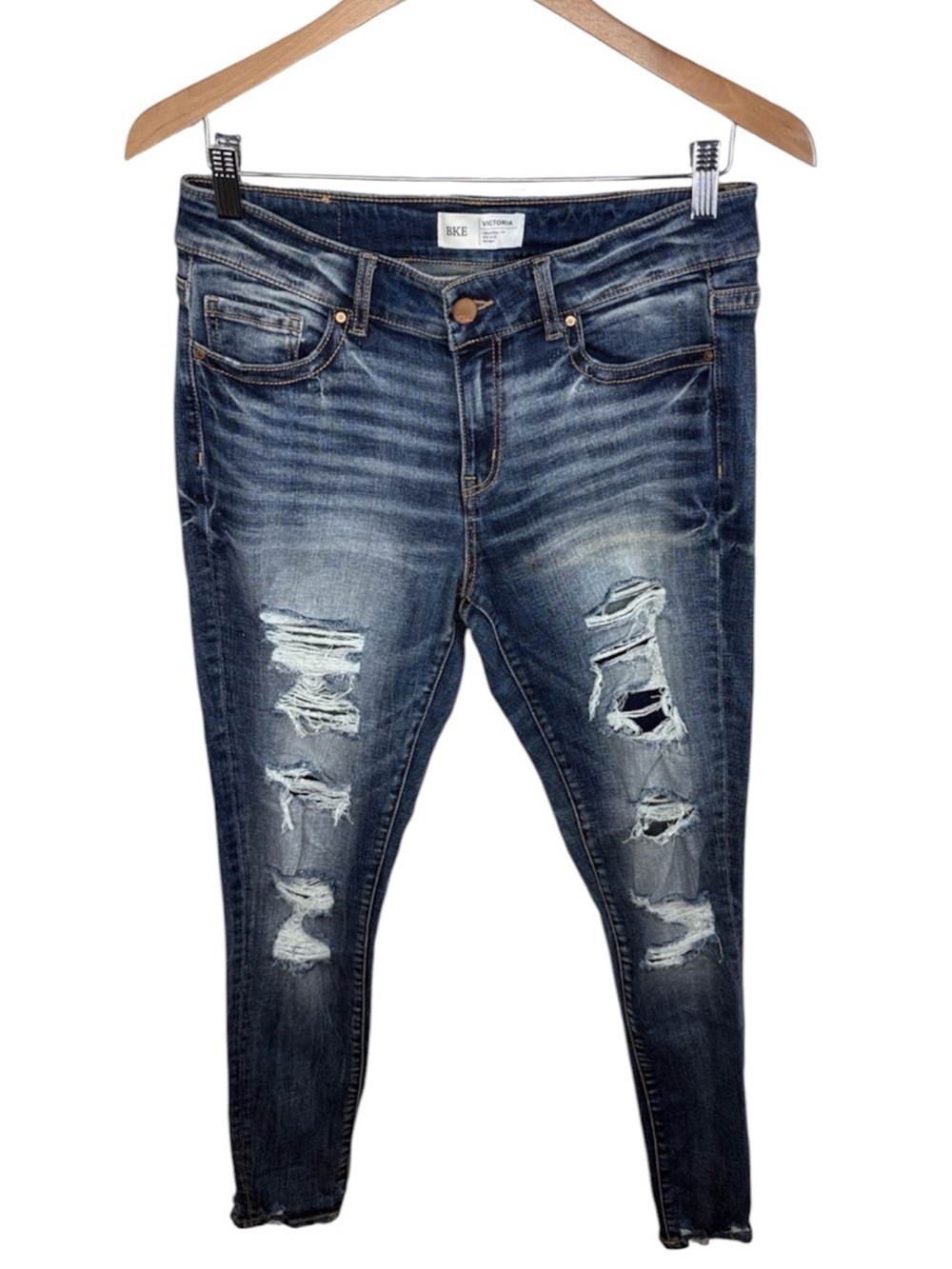 BKE Victoria Distressed Mid-Rise Skinny Jeans Women Size 28x31.5
